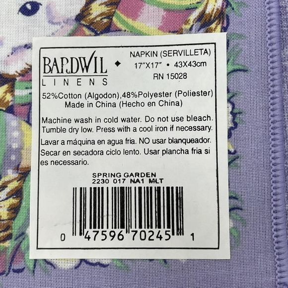 Lifestyles Bardwil Linens Easter Spring Tablecloth 60x102" Oblong 6 Napkins - Picture 8 of 8